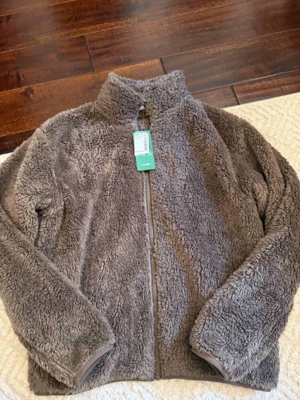 Simons Sherpa Zip Jacket Brown Size Small NWT